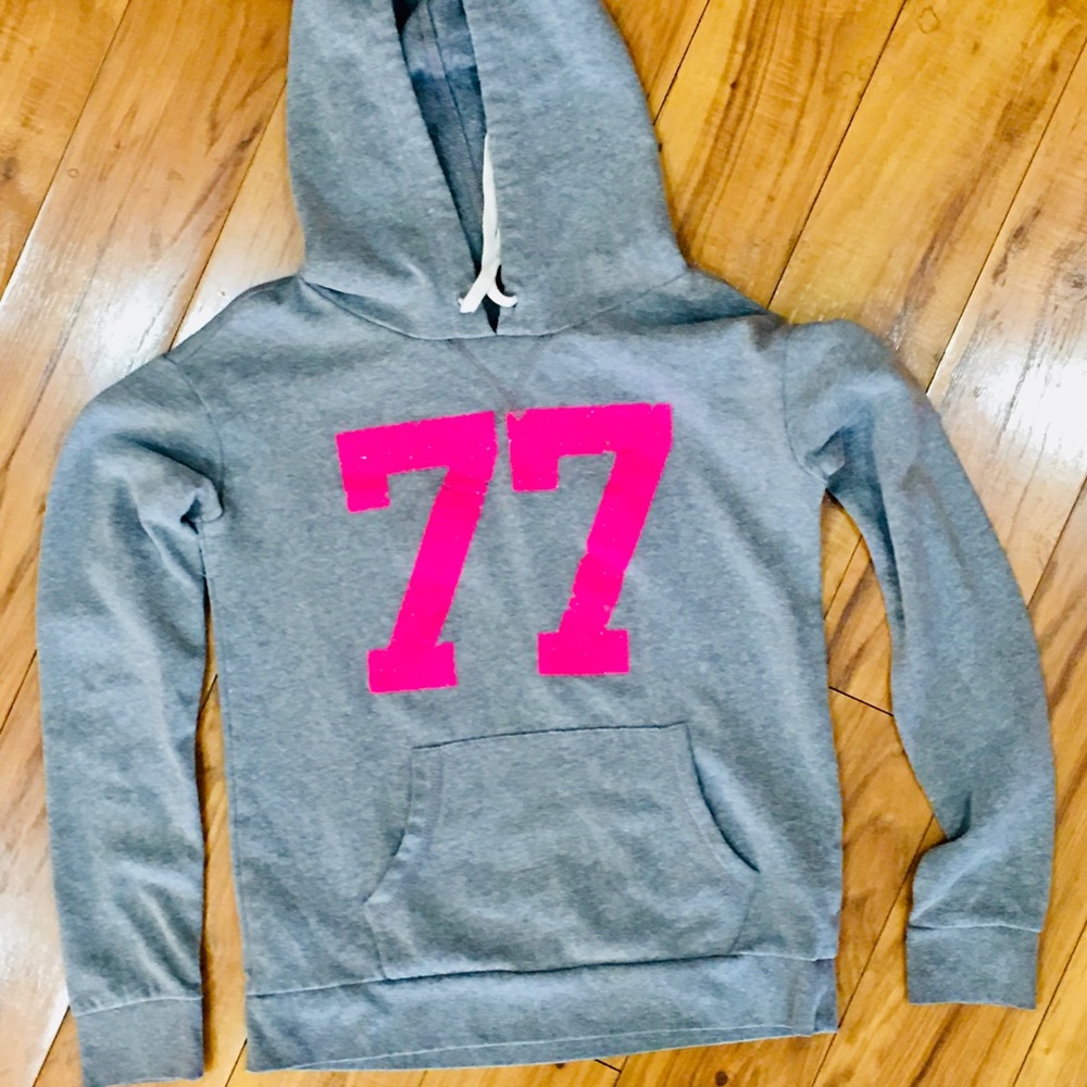 American Eagle XS sweatshirt hoodie top pink grey gray